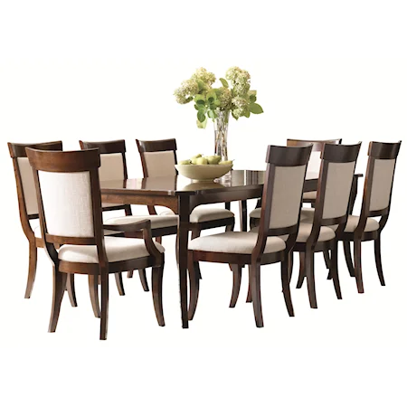 8 Person Dining Table and Upholstered Chair Set